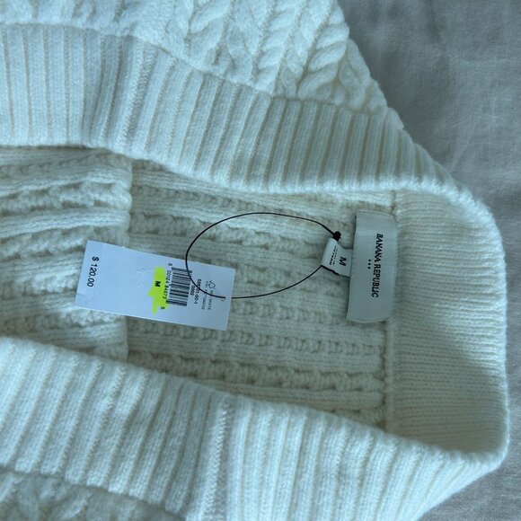 Banana Republic Cream  Cable Knit Midi Skirt With Ribbed Hemline - M - Picture 7 of 11